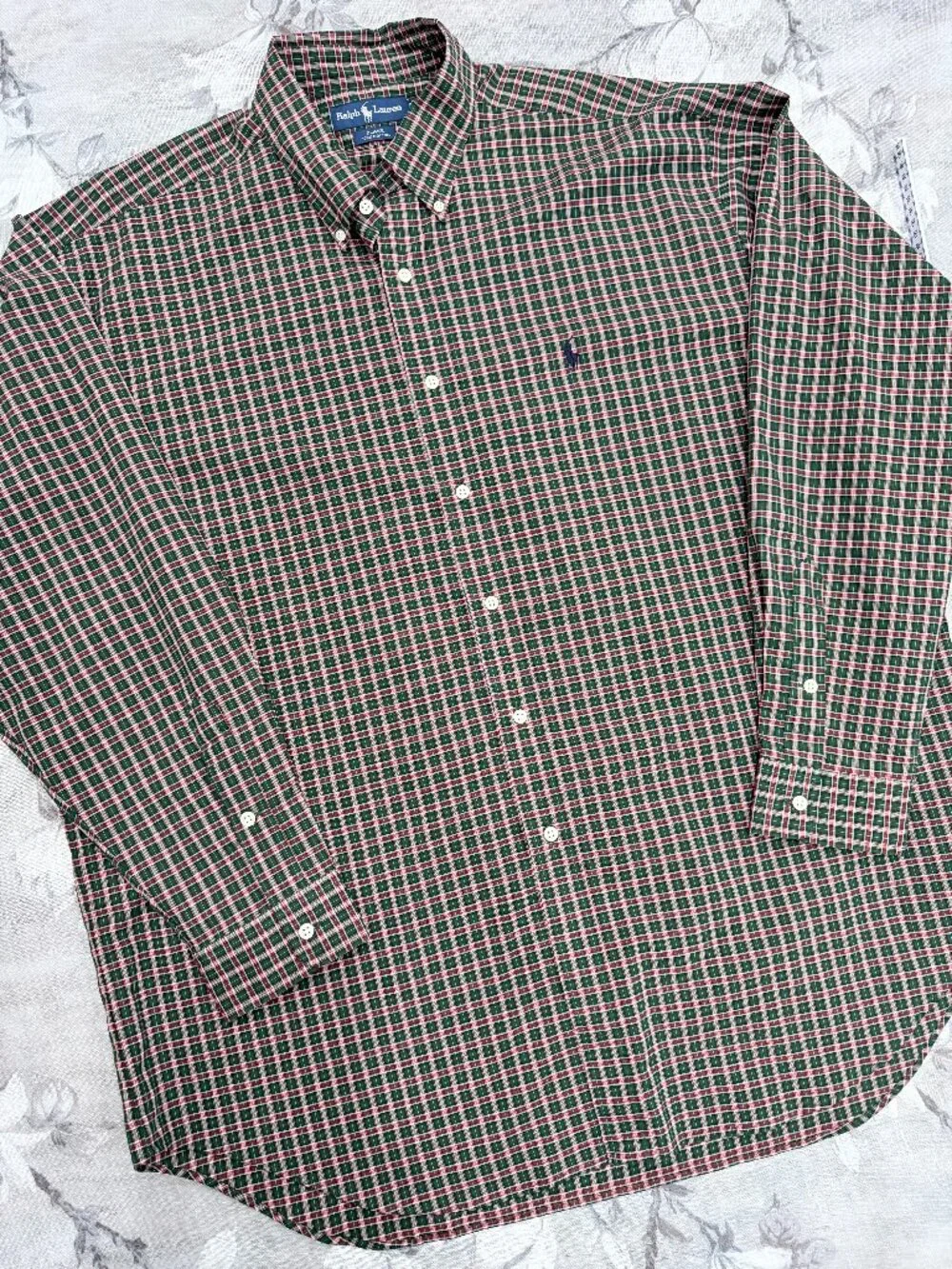 Ralph Lauren Blake XL Plaid Button Down Shirt Green Red Cotton Classic Fit